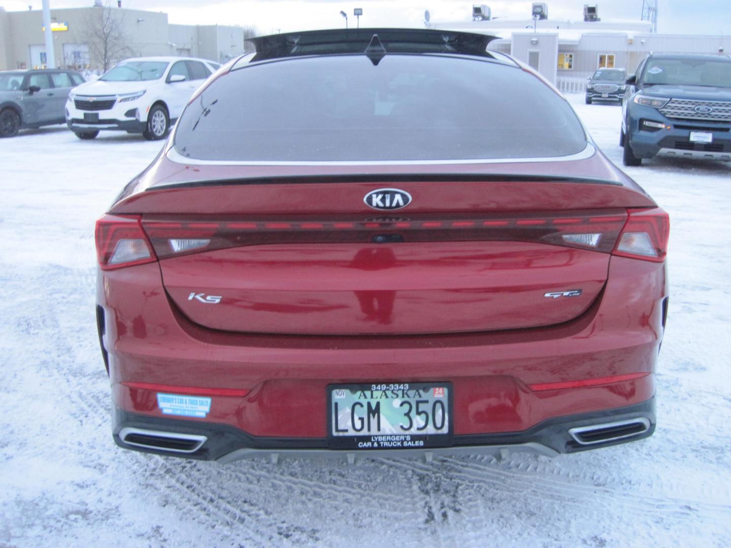 2021 red /black Kia K5 GT Line (5XXG64J22MG) , 6-Speed Automatic transmission, located at 9530 Old Seward Highway, Anchorage, AK, 99515, (907) 349-3343, 61.134140, -149.865570 - Photo#4